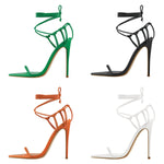 Load image into Gallery viewer, Pointed Toe Lace Up Strap High Heel Sandals
