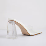 Load image into Gallery viewer, White Green Clear Chunky Heel Sandals Mules
