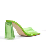 Load image into Gallery viewer, White Green Clear Chunky Heel Sandals Mules
