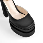 Load image into Gallery viewer, Double Platform Rivets Ankle Strap Chunky Heel D&#39;Orsay Pumps
