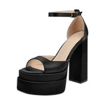 Load image into Gallery viewer, Double Platform Ankle Strap Chunky Heel Sandals
