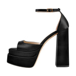 Load image into Gallery viewer, Double Platform Ankle Strap Chunky Heel Sandals
