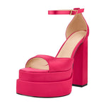 Load image into Gallery viewer, Double Platform Ankle Strap Chunky Heel Sandals
