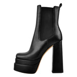 Load image into Gallery viewer, Double Platform Elastic Zipper Chunky Heel Ankle Boots
