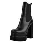 Load image into Gallery viewer, Double Platform Elastic Zipper Chunky Heel Ankle Boots
