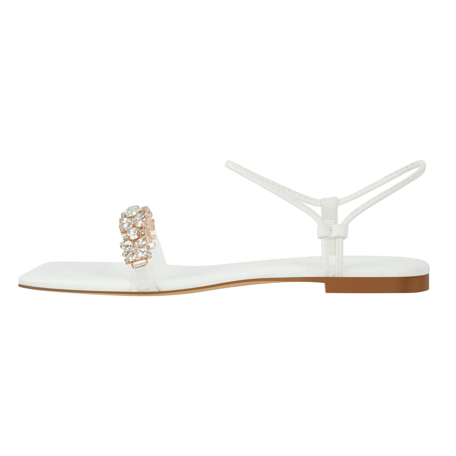 White Diamante Flat Sandals