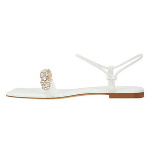 White Diamante Flat Sandals