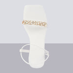 Load image into Gallery viewer, White Diamante Flat Sandals
