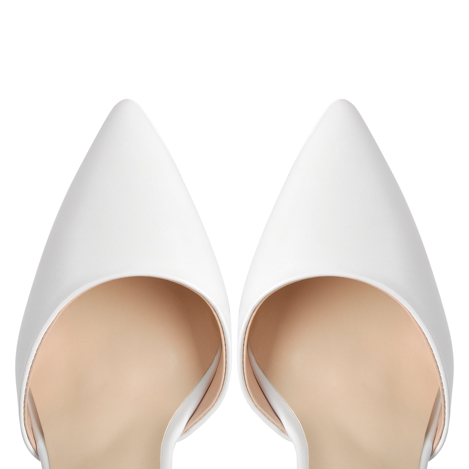 White Pointed Toe Platform Chunky Pumps