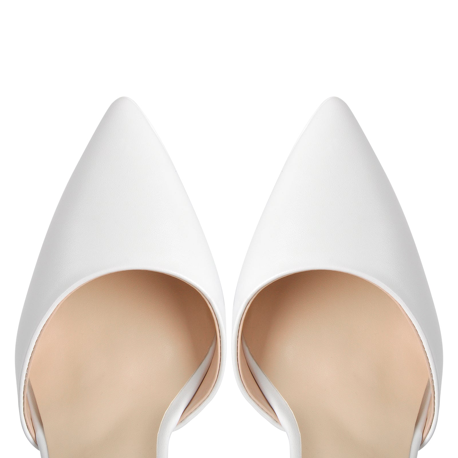White Pointed Toe Platform Chunky Pumps