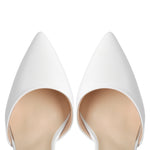 Load image into Gallery viewer, White Pointed Toe Platform Chunky Pumps
