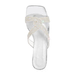 Load image into Gallery viewer, Rhinestone Strap Clear Block Sandals Mules
