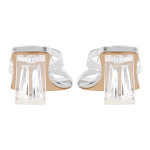 Rhinestone Strap Clear Block Sandals Mules