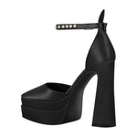 Load image into Gallery viewer, Double Platform Pointed Toe Chunky Heel Pumps
