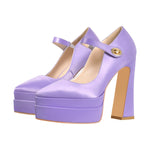 Load image into Gallery viewer, Pointed Toe Platform Mary Jane Pumps
