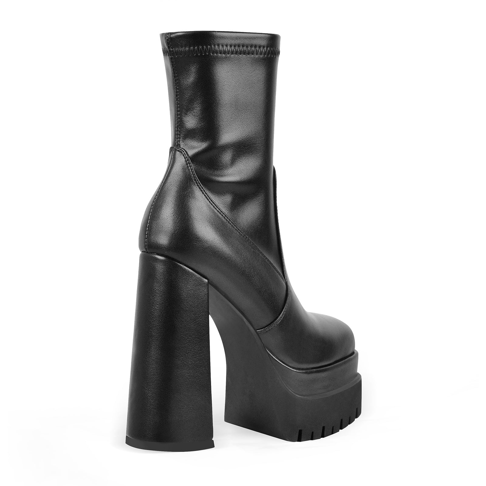 Double Platform Zipper Chunky Heel Ankle Boots