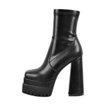 Load image into Gallery viewer, Double Platform Zipper Chunky Heel Ankle Boots
