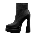 Load image into Gallery viewer, Double Platform Pointed Toe Zipper Ankle Boots
