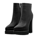 Load image into Gallery viewer, Double Platform Pointed Toe Zipper Ankle Boots
