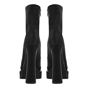 Double Platform Pointed Toe Split Joint Boots