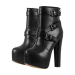 Load image into Gallery viewer, Round Toe Platform Chunky Buckle Zipper Ankle Boots
