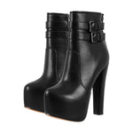 Load image into Gallery viewer, Platform Chunky High Heels Buckle Zip Ankle Boots
