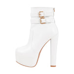 Load image into Gallery viewer, Platform Chunky High Heels Buckle Zip Ankle Boots
