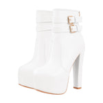 Load image into Gallery viewer, Platform Chunky High Heels Buckle Zip Ankle Boots
