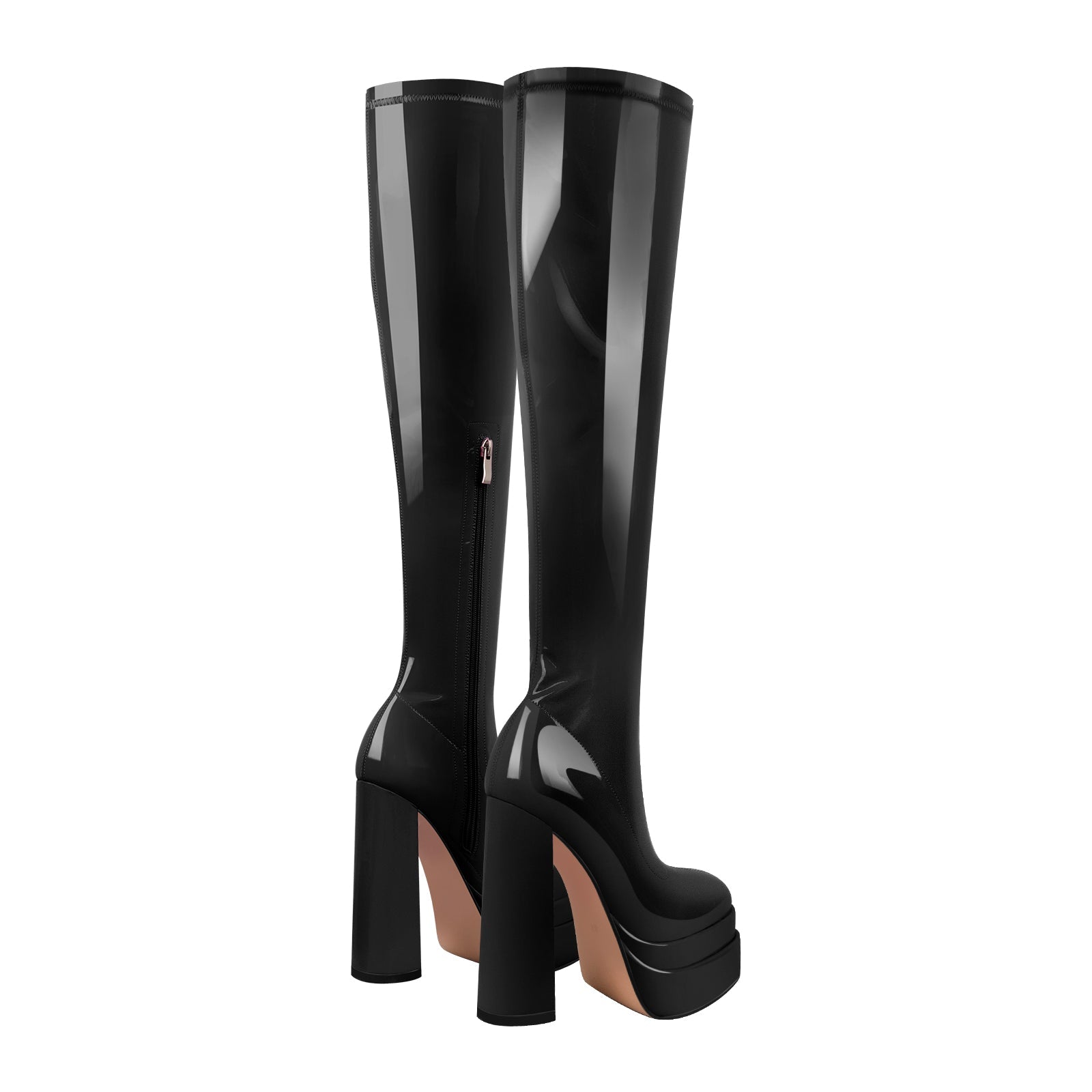 Patent Leather Platform Over The Knee Boots