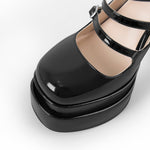 Load image into Gallery viewer, Double Platform Square Toe Chunky Heel Pumps
