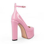 Load image into Gallery viewer, Platform Chunky Heel Ankle Strap Pink Pumps
