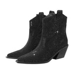 Load image into Gallery viewer, Rhinestone Pointed Toe Chunky Heels Ankle Boots
