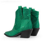 Load image into Gallery viewer, Rhinestone Pointed Toe Chunky Heels Ankle Boots
