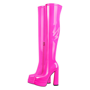 Platform Chunky High Heel Thigh Boots