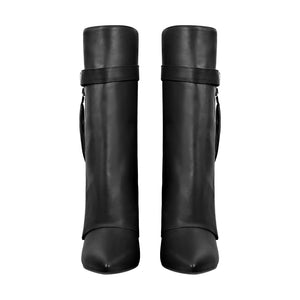 Pointed Toe Side Tassel Zipper Fold Over Boots