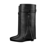 Load image into Gallery viewer, Pointed Toe Side Tassel Zipper Fold Over Boots
