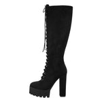 Load image into Gallery viewer, Platform Chunky Heels Lace up Knee High Boots
