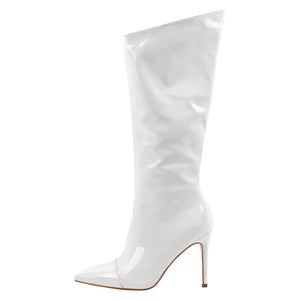 Patent Leather Pointed Toe Knee High Boots