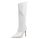 Load image into Gallery viewer, Patent Leather Pointed Toe Knee High Boots
