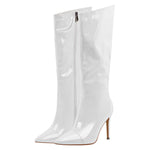 Load image into Gallery viewer, Patent Leather Pointed Toe Knee High Boots
