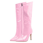 Load image into Gallery viewer, Patent Leather Pointed Toe Knee High Boots
