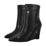 Load image into Gallery viewer, Rhinestone Wedge Heel Ankle Boots
