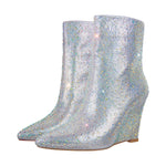 Load image into Gallery viewer, Rhinestone Wedge Heel Ankle Boots
