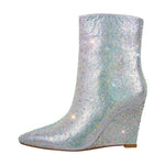 Load image into Gallery viewer, Rhinestone Wedge Heel Ankle Boots
