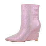 Load image into Gallery viewer, Rhinestone Wedge Heel Ankle Boots
