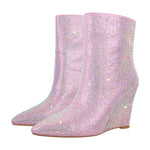 Load image into Gallery viewer, Rhinestone Wedge Heel Ankle Boots
