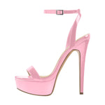 Load image into Gallery viewer, Round Toe Ankle Strap Platform Stiletto Sandals
