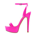 Load image into Gallery viewer, Round Toe Ankle Strap Platform Stiletto Sandals
