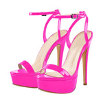 Load image into Gallery viewer, Round Toe Ankle Strap Platform Stiletto Sandals
