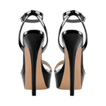 Load image into Gallery viewer, Round Toe Ankle Strap Platform Stiletto Sandals
